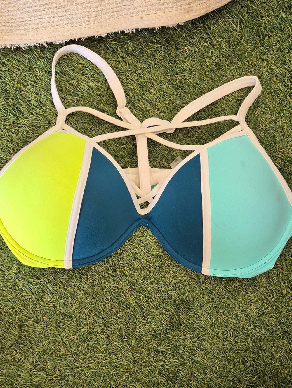 PINK Victoria's Secret Colorblock Strappy Bikini Top - Lg Dd